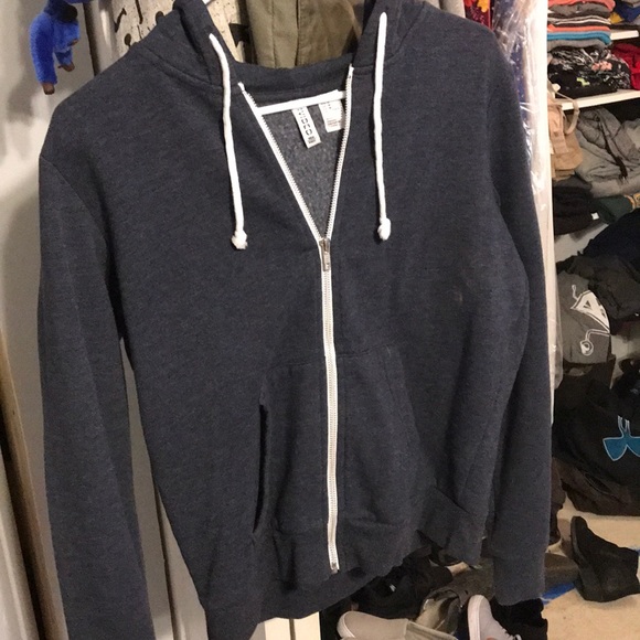 Divided Tops - Plain blue zip up hoodie